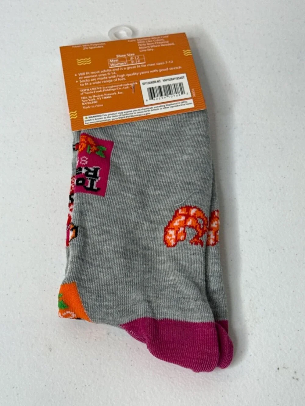 Top Ramen Nissin Novelty Crew Socks Gray New